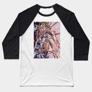 Long-eared Owl watercolour Baseball T-Shirt